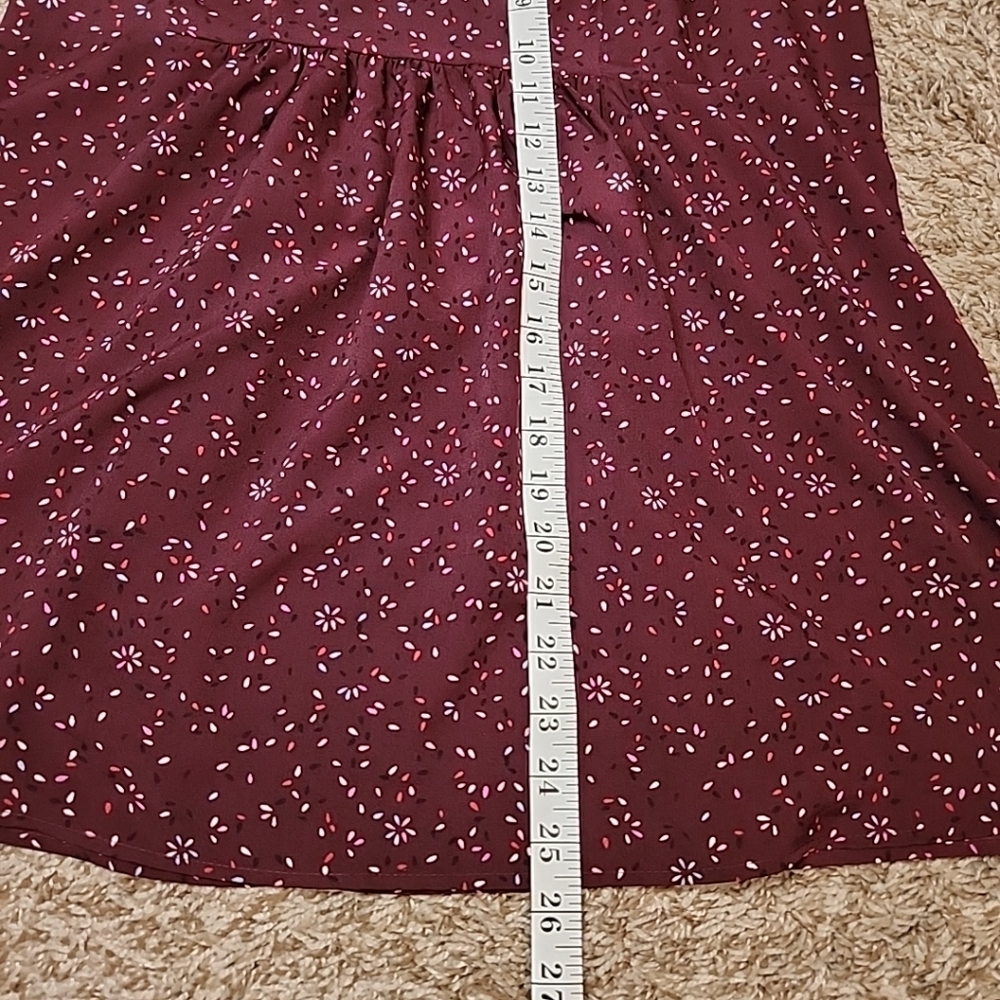 Maternity top short sleeve Burgendy print self tie back zip "Motherhood" Small - Picture 5 of 10